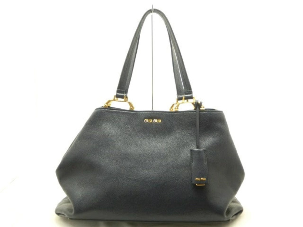 Miu Miu tote bag Navy Blue embossed leather